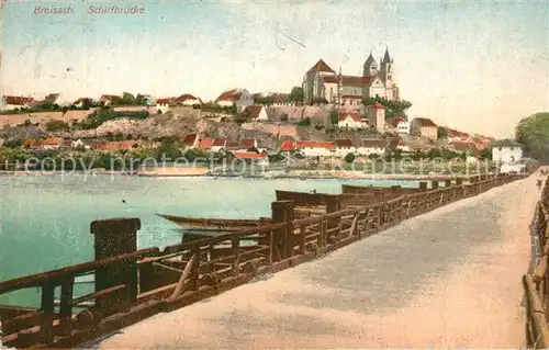 AK / Ansichtskarte Breisach_Rhein Schiffsbruecke Blick zum Muenster Breisach Rhein