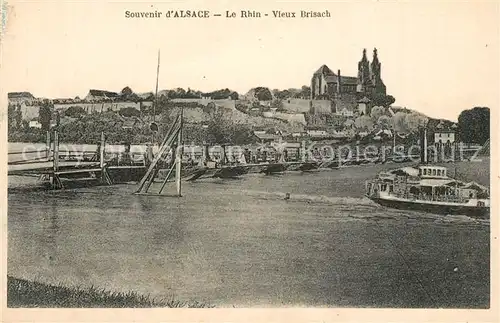 AK / Ansichtskarte Vieux_Brisach Pont du Rhin Vapeur Schiffsbruecke Blick zum Muenster Vieux Brisach