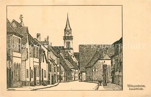 AK / Ansichtskarte Winzenheim_Elsass Hauptstrasse Zeichnung Winzenheim Elsass