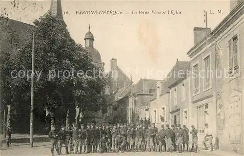 AK / Ansichtskarte Parigne l_Eveque La Petite Place et l Eglise Parigne l Eveque