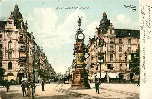 AK / Ansichtskarte Frankfurt_Main Kaiserstrasse mit Uhrturm Strassenbahn Frankfurt Main