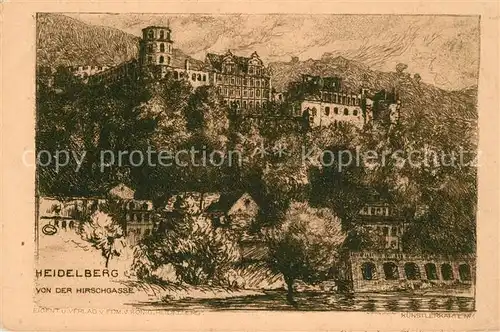 AK / Ansichtskarte Heidelberg_Neckar Blick von der Hirschgasse K?ntlerkarte Heidelberg Neckar