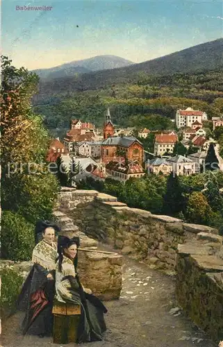 AK / Ansichtskarte Badenweiler Trachten Blick zum Kurort Schwarzwald Badenweiler