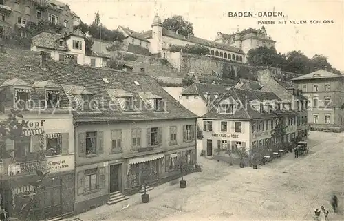 AK / Ansichtskarte Baden Baden Partie mit neuem Schloss Gasthaeuser Baden Baden