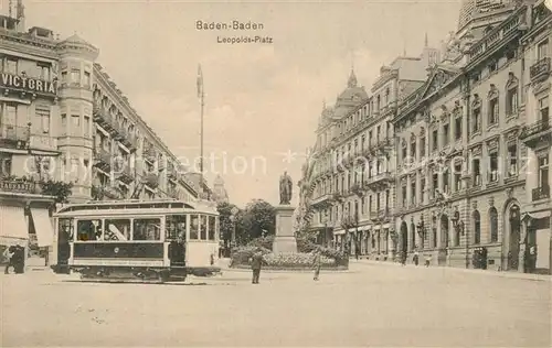 AK / Ansichtskarte Baden Baden Leopoldsplatz Strassenbahn Denkmal Baden Baden