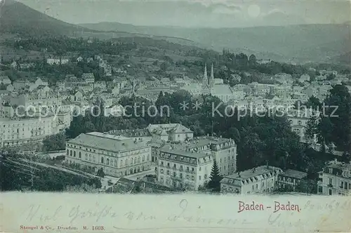AK / Ansichtskarte Baden Baden Stadtpanorama im Mondschein Baden Baden