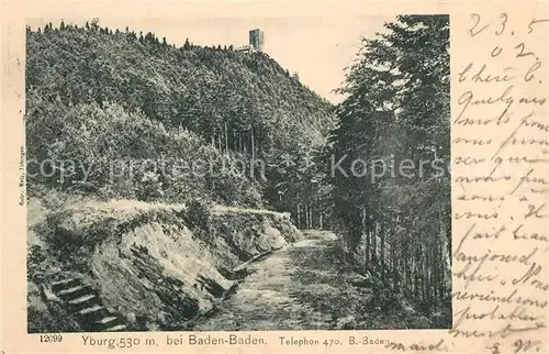 AK / Ansichtskarte Baden Baden Waldpartie Blick zur Yburg Baden Baden