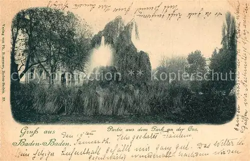 AK / Ansichtskarte Baden Baden Partie aus dem Park an der Oos Baden Baden