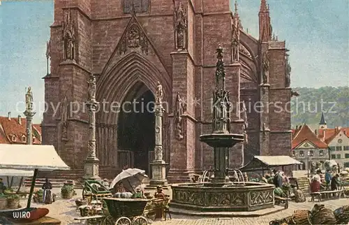 AK / Ansichtskarte Freiburg_Breisgau Partie beim Muenster Brunnen Marktplatz Wiro Kuenstlerkarte Nr. 2717 A Freiburg Breisgau