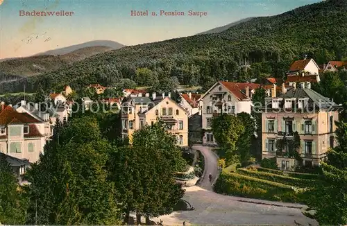 AK / Ansichtskarte Badenweiler Teilansicht mit Hotel Pension Saupe Kurort im Schwarzwald Badenweiler