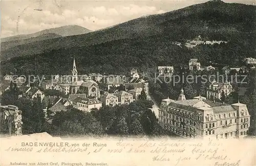 AK / Ansichtskarte Badenweiler Panorama Blick von der Ruine aus Schwarzwald Hotel Badenweiler