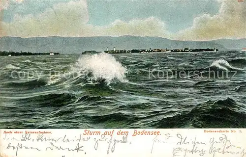 AK / Ansichtskarte Konstanz_Bodensee Sturm auf dem See Bodenseekarte No. 3 Konstanz_Bodensee