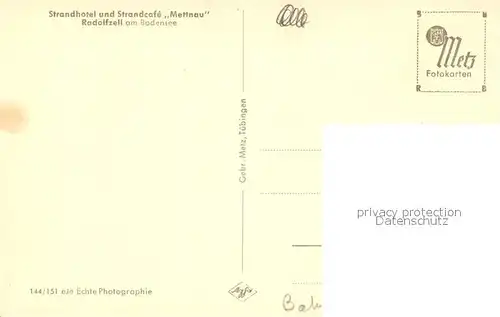 AK / Ansichtskarte Radolfzell_Bodensee Strandhotel Strandcafe Mettnau Radolfzell Bodensee