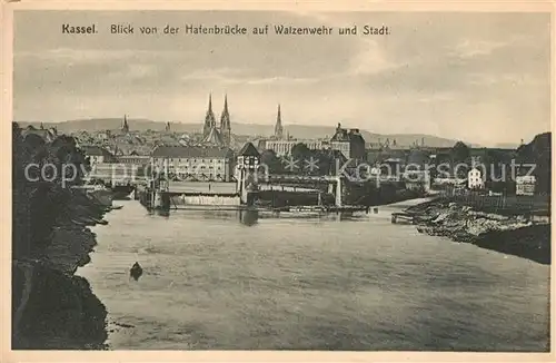 AK / Ansichtskarte Kassel Blick von Hafenbruecke auf Walzenwehr Stadt Kassel