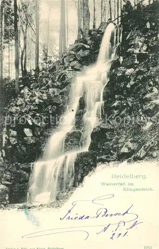 AK / Ansichtskarte Heidelberg_Neckar Wasserfall im Klingenteich Heidelberg Neckar