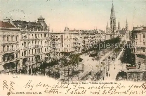 AK / Ansichtskarte Berlin Kurfuerstendamm Kaiser Wilhelm Gedaechtnis Kirche Berlin