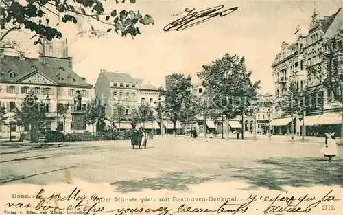 AK / Ansichtskarte Bonn_Rhein Muensterplatz Beethoven Denkmal Bonn_Rhein