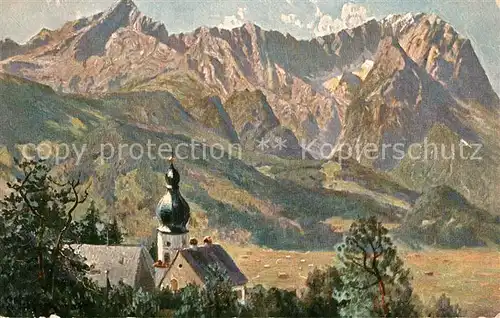 AK / Ansichtskarte St_Anton_Kranzberg Wettersteingebirge Kuenstlerkarte St_Anton_Kranzberg