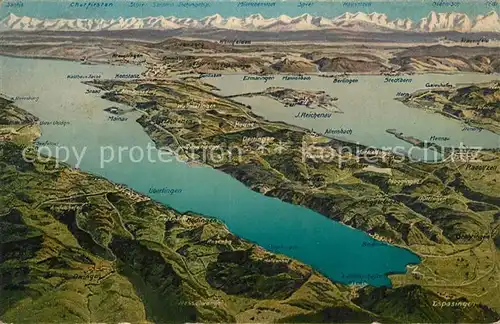 AK / Ansichtskarte Bodensee_Region und Umgebung mit Alpen aus der Vogelperspektive Bodensee Region