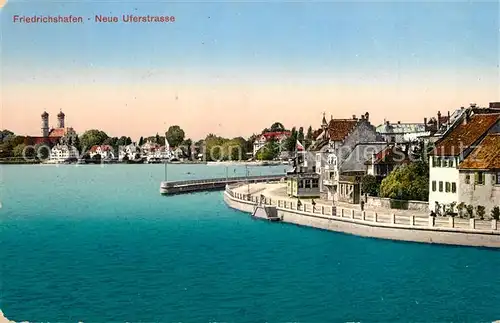 AK / Ansichtskarte Friedrichshafen_Bodensee Neue Uferstrasse Stempel geprueft Friedrichshafen Bodensee