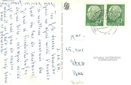 AK / Ansichtskarte Friedrichshafen_Bodensee Wieder erbaute Altstadt mit Hafen Fliegeraufnahme Friedrichshafen Bodensee