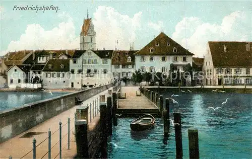 AK / Ansichtskarte Friedrichshafen_Bodensee Hafen Steg Friedrichshafen Bodensee