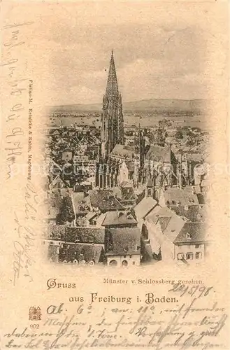 AK / Ansichtskarte Freiburg_Breisgau Muenster vom Schlossberg gesehen Deutsche Reichspost Freiburg Breisgau