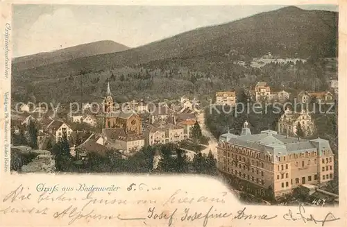 AK / Ansichtskarte Badenweiler Stadtpanorama Kurort im Schwarzwald Badenweiler