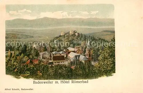 AK / Ansichtskarte Badenweiler Teilansicht mit Hotel Roemerbad Burgruine Badenweiler
