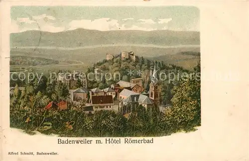 AK / Ansichtskarte Badenweiler Teilansicht mit Hotel Roemerbad Burgruine Badenweiler