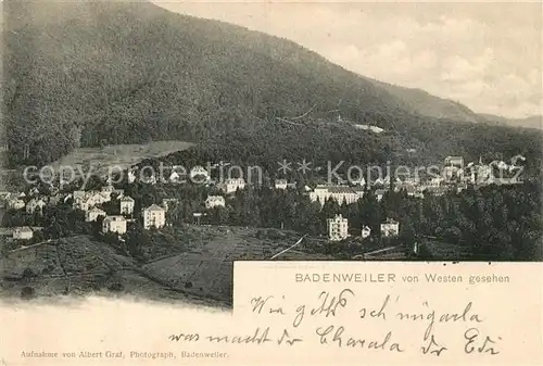 AK / Ansichtskarte Badenweiler Panorama Kurort im Schwarzwald von Westen gesehen Hotel Sommer Badenweiler