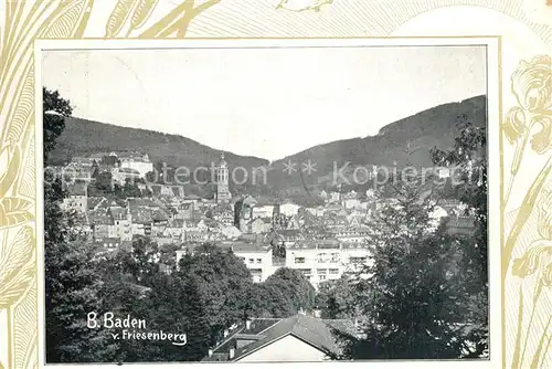 AK / Ansichtskarte Baden Baden Stadtpanorama Blick vom Friesenberg Baden Baden