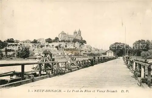 AK / Ansichtskarte Neuf Brisach Pont du Rhin et Vieux Brisach Schiffsbruecke Blick zum Muenster Neuf Brisach