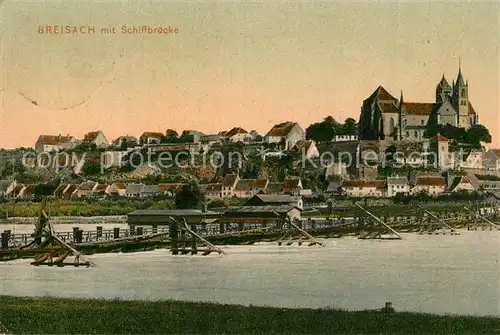 AK / Ansichtskarte Breisach_Rhein Schiffsbruecke Blick zum Muenster Breisach Rhein