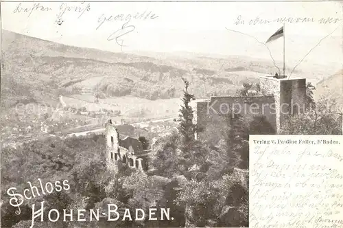 AK / Ansichtskarte Baden Baden Schloss Hohenbaden Ruine Baden Baden