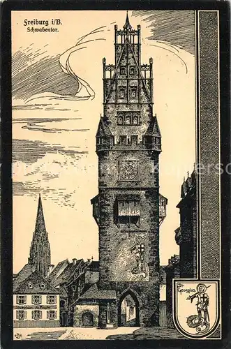 AK / Ansichtskarte Freiburg_Breisgau Schwabentor Wappen Kuenstlerkarte Freiburg Breisgau