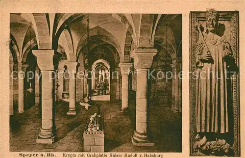 AK / Ansichtskarte Speyer_Rhein Krypta Grabplatte Kaiser Rudolf von Habsburg Speyer Rhein