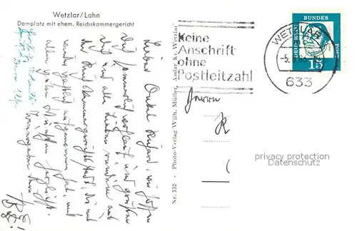 AK / Ansichtskarte Wetzlar Domplatz ehemaliges Reichskammergericht Wetzlar