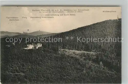 AK / Ansichtskarte Hundseck Kurhaus Fremersberg Aussichtsturm Hundseck