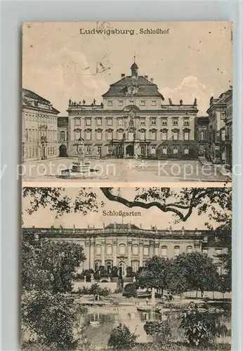 AK / Ansichtskarte Ludwigsburg_Wuerttemberg Schlosshof Schlossgarten Ludwigsburg Wuerttemberg