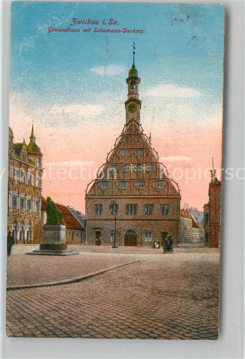 AK / Ansichtskarte Zwickau_Sachsen Gewandhaus Schumann Denkmal Zwickau