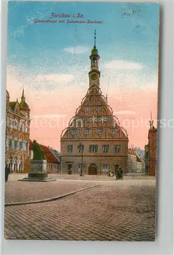 AK / Ansichtskarte Zwickau_Sachsen Gewandhaus Schumann Denkmal Zwickau Sachsen