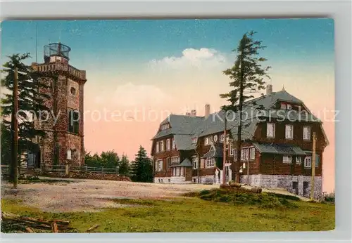 AK / Ansichtskarte Auersberg_Wildenthal Unterkunftshaus Aussichtsturm  Auersberg Wildenthal