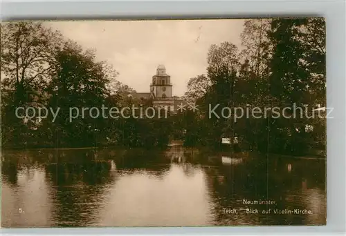 AK / Ansichtskarte Neumuenster_Schleswig Holstein Teich Vicelin Kirche Neumuenster