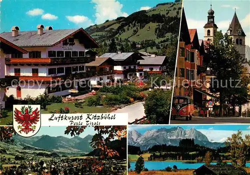 AK / Ansichtskarte Kitzbuehel_Tirol Haus Toni Sailer Vorderstadt Stadtpfarrkirche Schwarzsee Wilder Kaiser Kitzbuehel Tirol