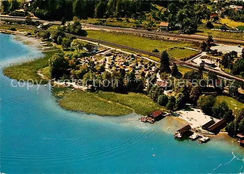 AK / Ansichtskarte Toeschling_Poertschach_Woerthersee Fliegeraufnahme Camping Wallerwirt Toeschling_Poertschach