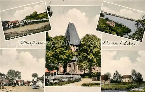 AK / Ansichtskarte Nusse Jugendheim Sportplatz Seepartie Hauptstr Kichre Kuenstlerheim Nusse