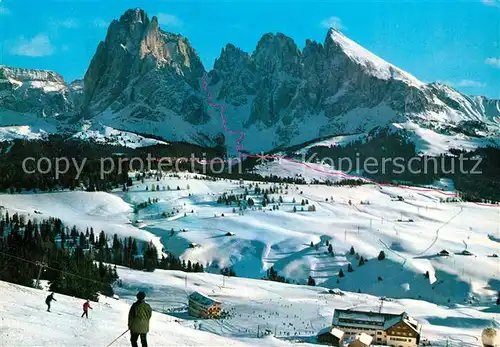 AK / Ansichtskarte Seiser_Alm Hotel Mezdi Hotel Sole Langkofel Langkofelscharte Abfahrt Seiser_Alm