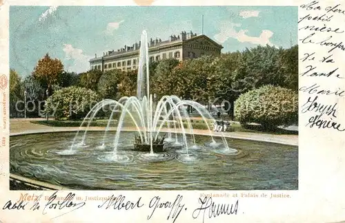 Metz_Moselle Esplanade et Palais de Justice Fontaine Justizpalast Springbrunnen Metz_Moselle
