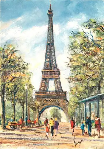 AK / Ansichtskarte Paris Tour Eiffel Kuenstlerkarte Pedro Vargas Paris